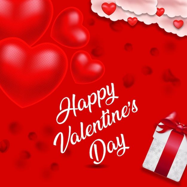 Beautiful happy valentine's day text vector design with hearts shape and gift box