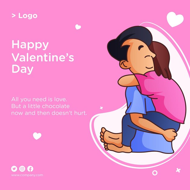 Beautiful happy valentines day banner design template