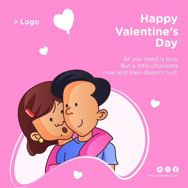 Beautiful happy valentines day banner design template
