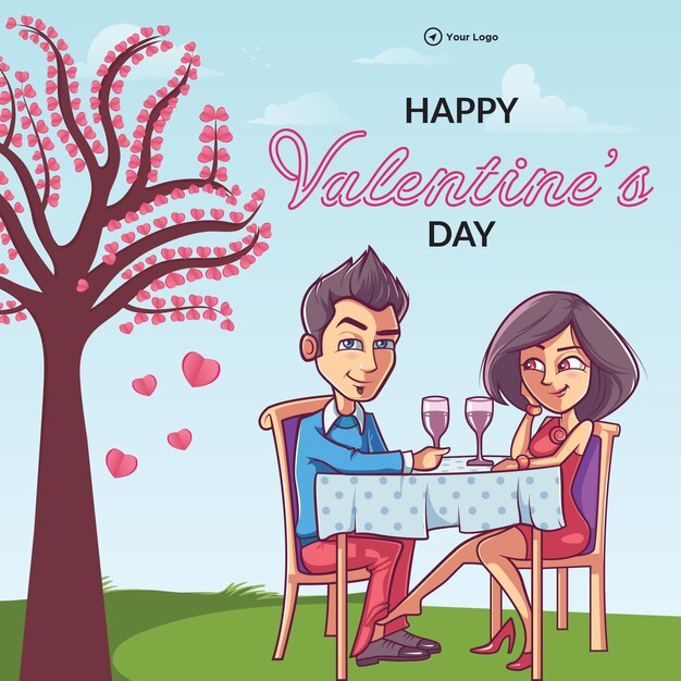 Beautiful happy valentines day banner design template