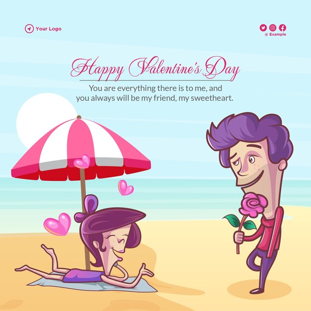 Beautiful happy valentines day banner design template