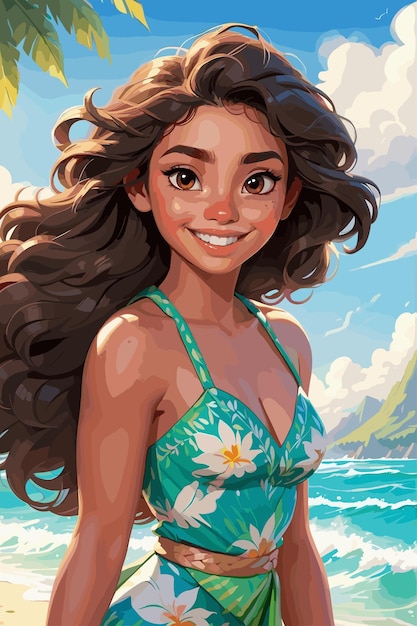 Vector beautiful hawaiian girl