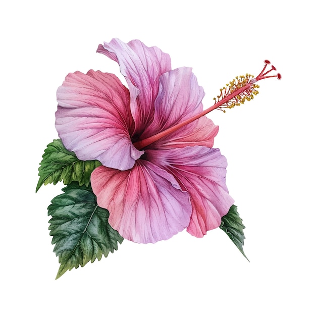 Vector beautiful hibiscus flower vector illustration in watercolour style