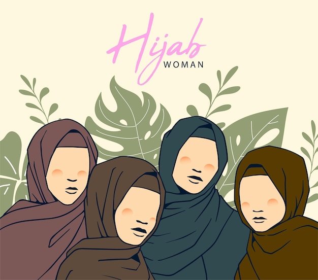 Vettore bellissimo disegno hijab