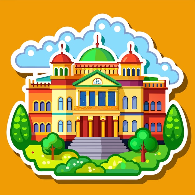 Beautiful home private exterior houses residence housing estate hand drawn sticker icon concept