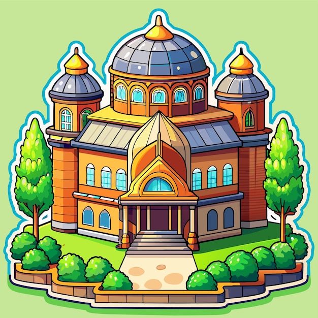 Beautiful home private exterior houses residence housing estate hand drawn sticker icon concept