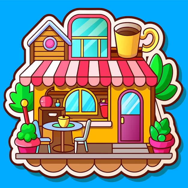 Beautiful home private exterior houses residence housing estate hand drawn sticker icon concept