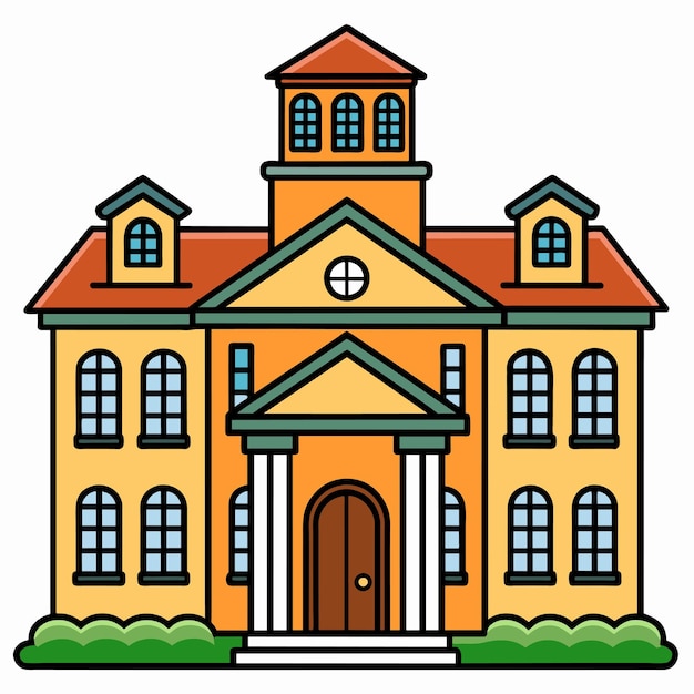 Beautiful home private exterior houses residence housing estate hand drawn sticker icon concept