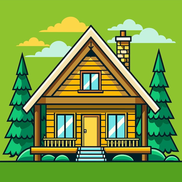 Beautiful home private exterior houses residence housing estate hand drawn sticker icon concept