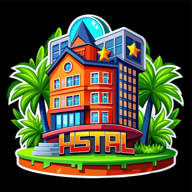 Vector beautiful home private exterior houses residence housing estate hand drawn sticker icon concept