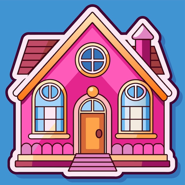 Beautiful home private exterior houses residence housing estate hand drawn sticker icon concept