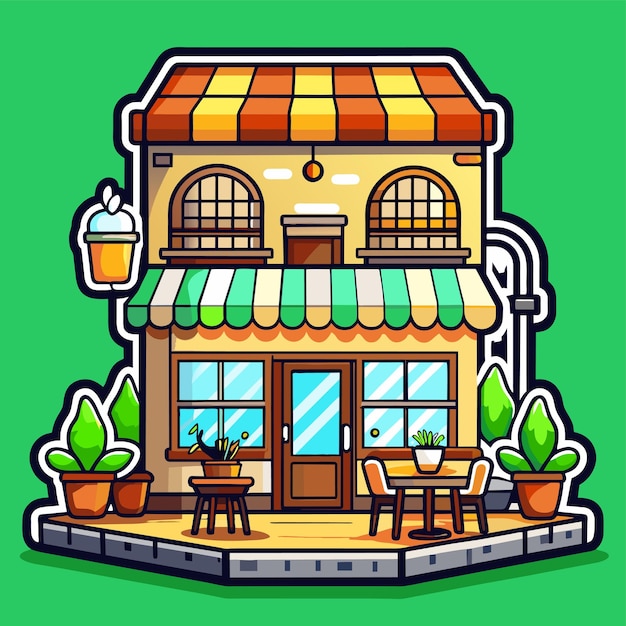 Beautiful home private exterior houses residence housing estate hand drawn sticker icon concept