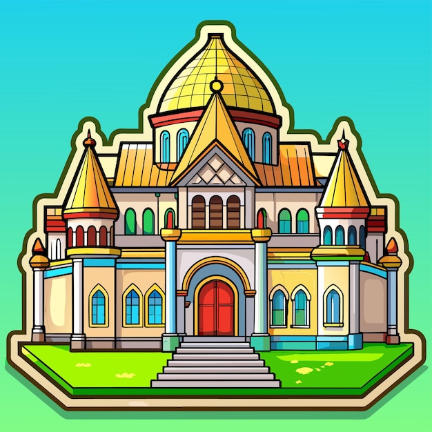 Beautiful home private exterior houses residence housing estate hand drawn sticker icon concept