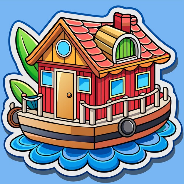 Beautiful home private exterior houses residence housing estate hand drawn sticker icon concept