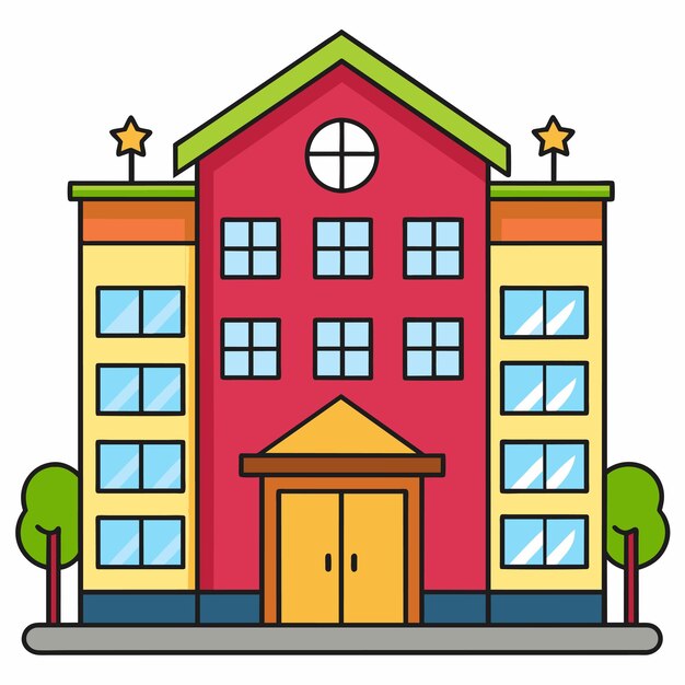 Vector beautiful home private exterior houses residence housing estate hand drawn sticker icon concept