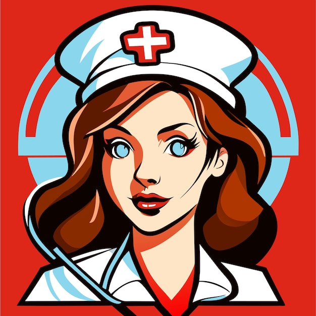 Beautiful hot nurse hand drawn flat stylish cartoon sticker icon concept isolated illustration