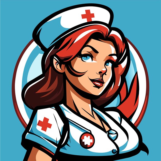 Beautiful hot nurse hand drawn flat stylish cartoon sticker icon concept isolated illustration