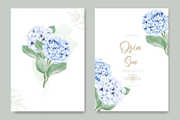 Beautiful hydrangea floral wedding invitation card