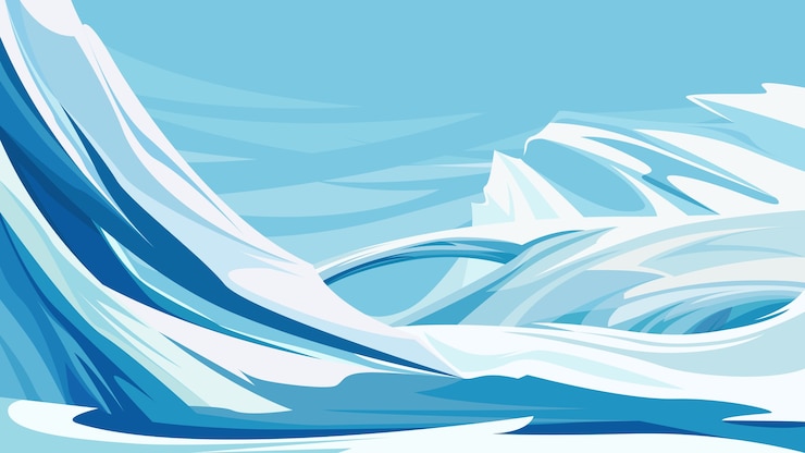 Vector beautiful icy mountains. north pole nature.