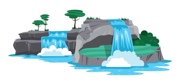 Vector beautiful illustration of amazing waterfalls