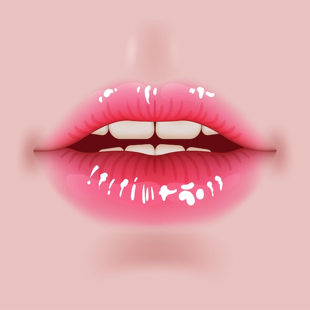 Vector beautiful illustration of realistic lips in vibrant colors perfect for beauty makeup and fashion