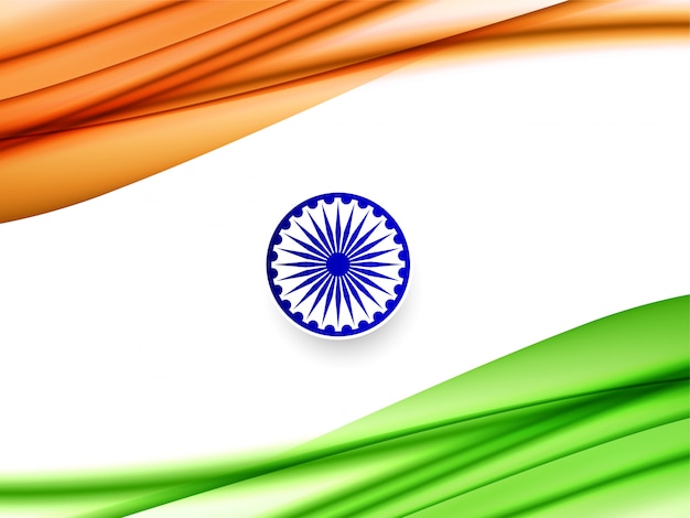 아름다운 인도 국기 테마 물결 모양 디자인
