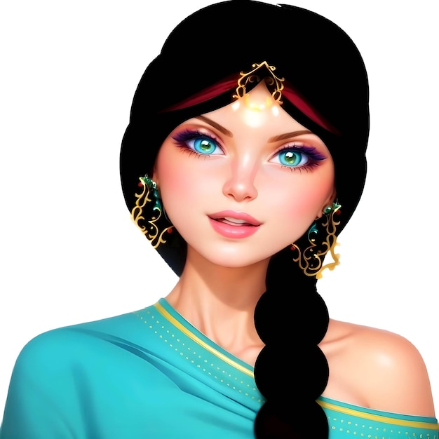 Вектор Красивая индийская девушка и голубые глаза