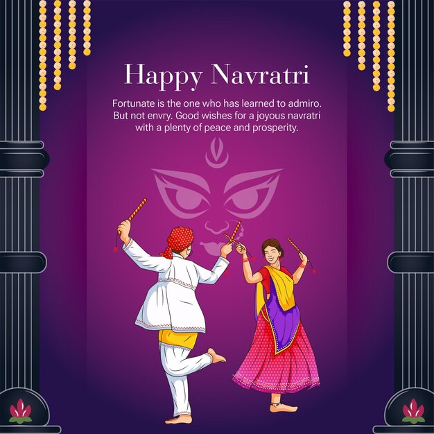 Vector beautiful indian hindu festival happy navratri banner design