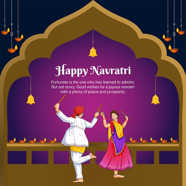 Beautiful Indian Hindu festival happy Navratri banner design