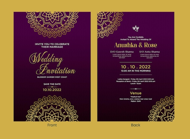 Beautiful Indian wedding invitation card template design