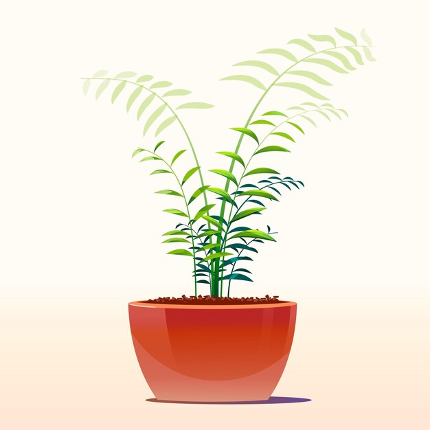 Vector beautiful, indoor plant, beautiful pot for flowers, vector illustration, chamaedorea