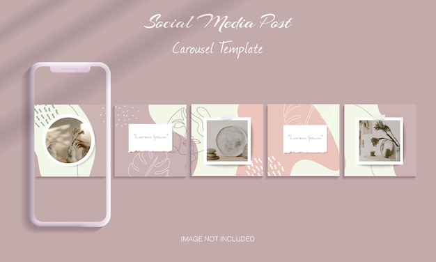 Vector beautiful instagram carousel template bundle