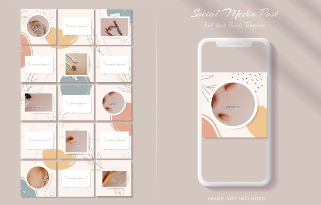 Beautiful instagram grid puzzle post template