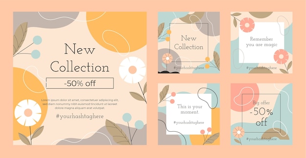 beautiful instagram post design set