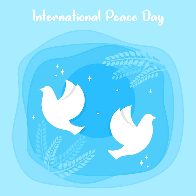 Beautiful international peace day background design on blue