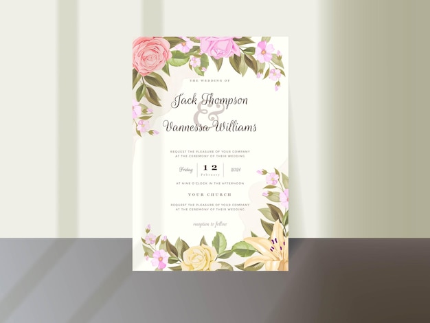 아름 다운 초대 카드 템플릿 wiyh 꽃과 잎