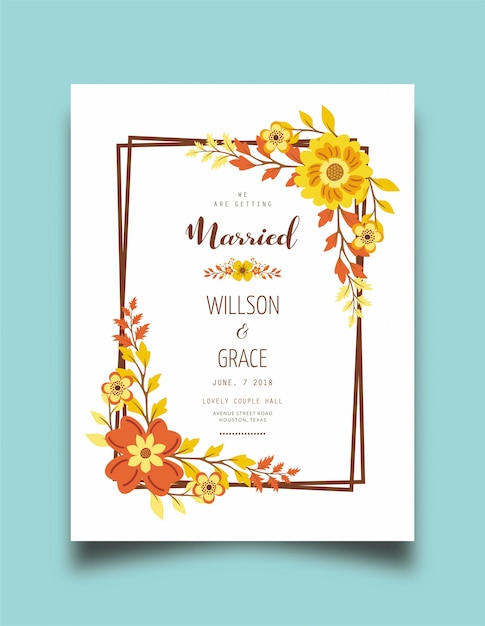 Beautiful invitation design background with floral vector