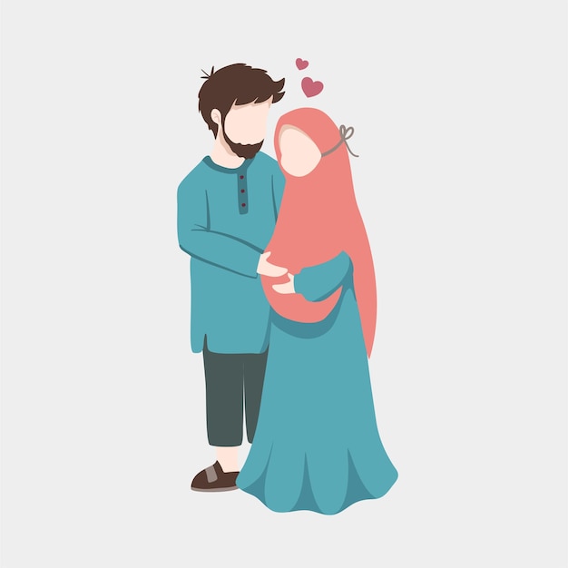 Vector beautiful islamic couple illustrated