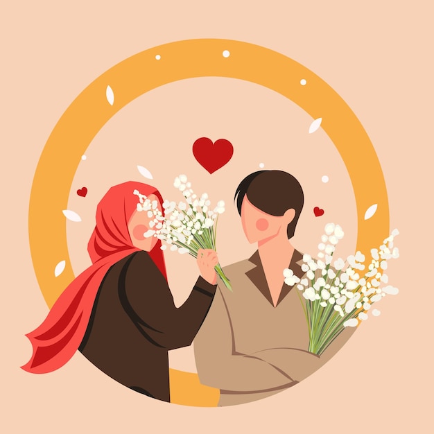 Vector beautiful islamic couple illustrated