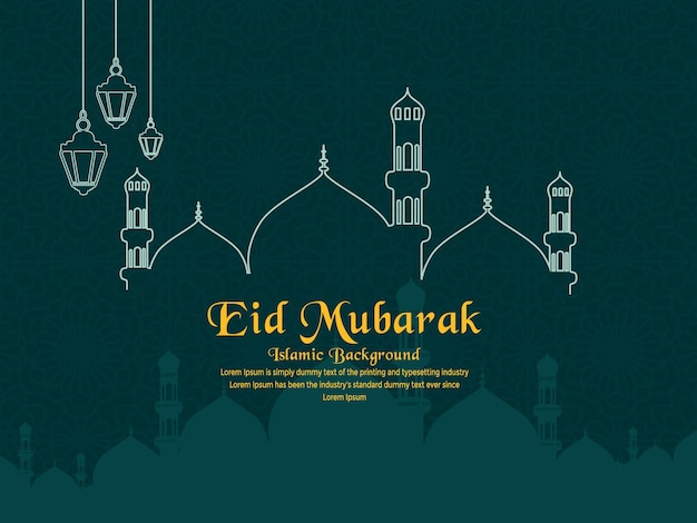 Beautiful islamic eid mubarak festival greeting background