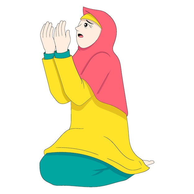 Beautiful islamic woman is praying to god