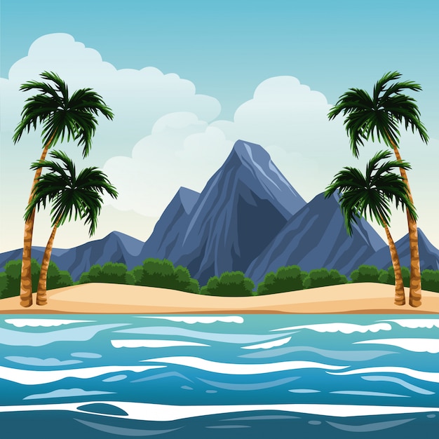 Beautiful island cartoon