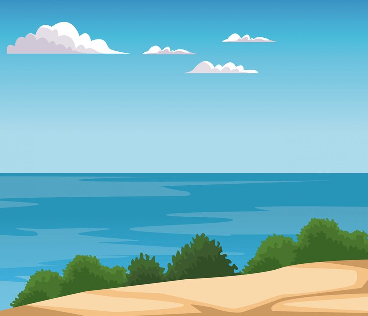 Vector beautiful island cartoon
