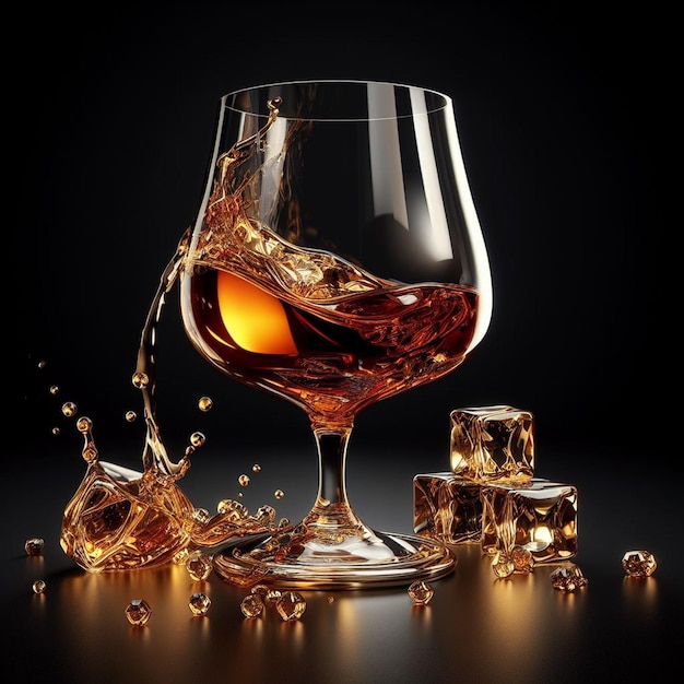 Beautiful isolated glass of Cognac Rum Vector Illustration Icon