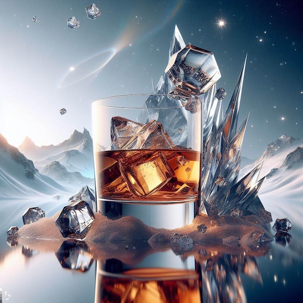 Красивый изолированный бокал Single Malt Bourbon Blended Whisky Single Malt Векторная иллюстрация Икона
