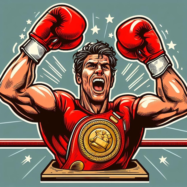 Bella scena di boxe isolata e sbalorditiva campione worriior vector art illustration icona carta da parati