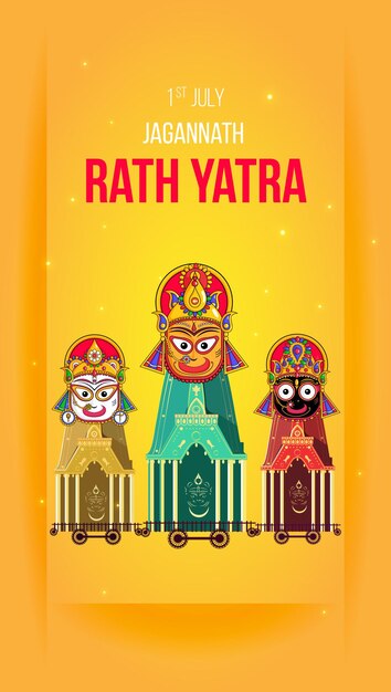 Beautiful jagannath rath yatra celebration portrait template design