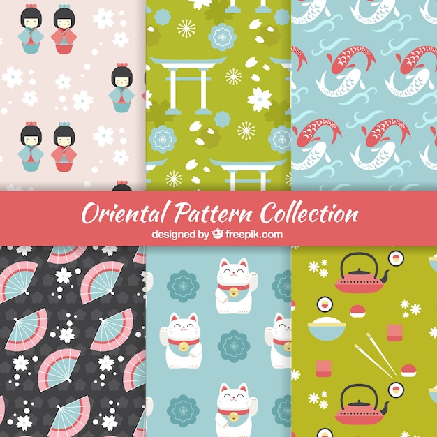 Beautiful japanese patterns set