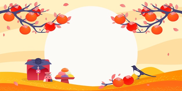 Vector beautiful korean autumn landscape background