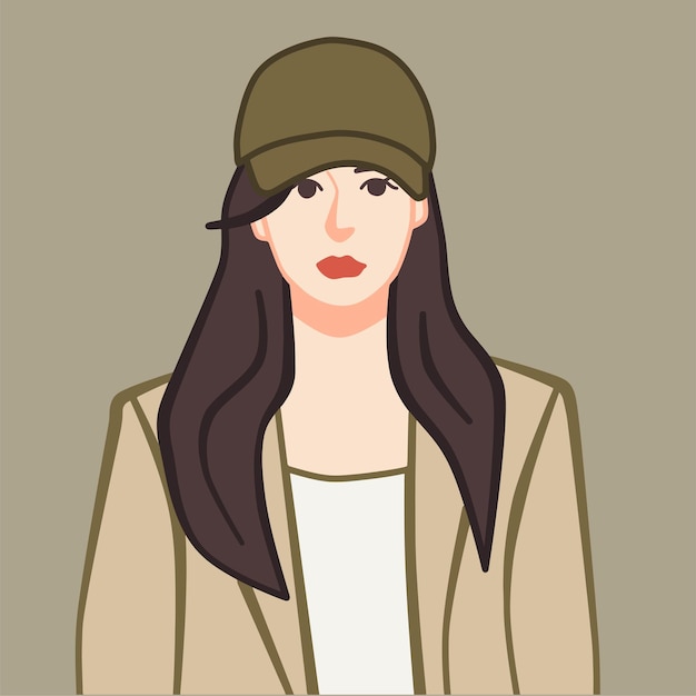 beautiful korean girl vector illustration